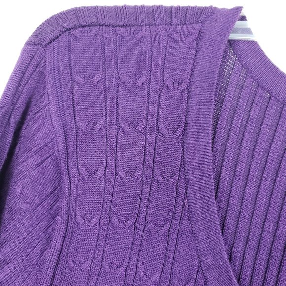 Liv On Women's Purple Knit V Neck Shirt Top Blouse Sweater Mini Dress Tunic - Picture 3 of 10